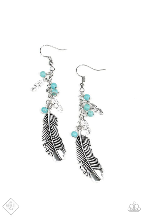 3-Piece Blue Sunburst Stone3D Feather Floral Leafy Set SET#6656