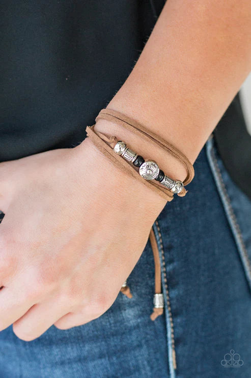Find Your Way - Black Knotted Tie Suede Urban Bracelet B#4791