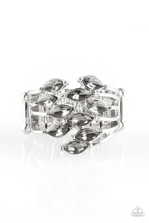 Five Alarm Fire - Silver Smoky Encrusted Marquise Cut Ring R#6303