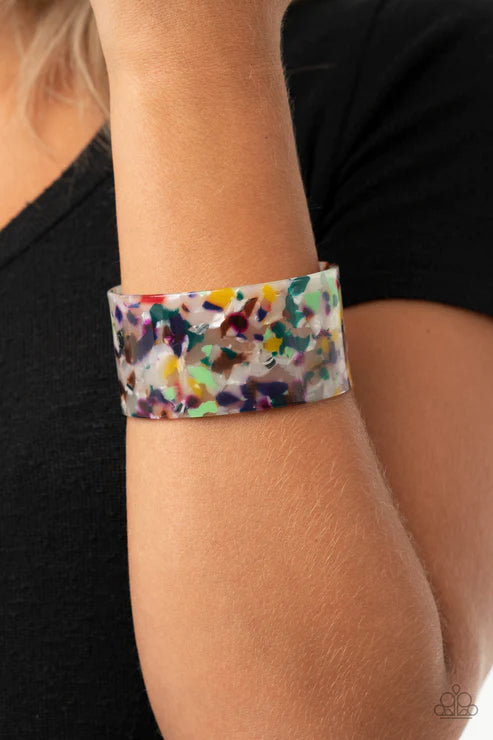 Freestyle Fashion - Oversized Multi Tortoise Shell Curl Cuff Bracelet B#4383