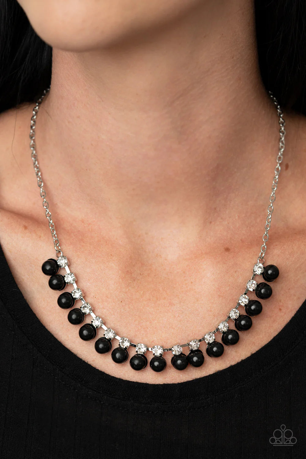 Frozen in TIMELESS - Black Crowned Encrusted Link Refined Necklace N#7047