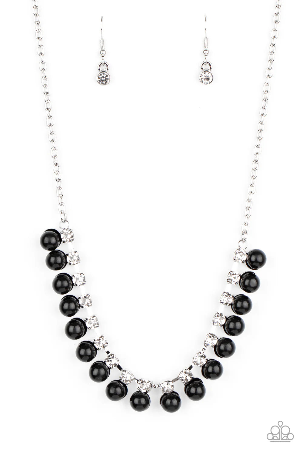 Frozen in TIMELESS - Black Crowned Encrusted Link Refined Necklace N#7047
