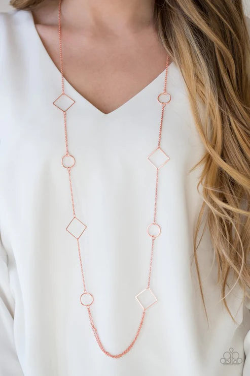 Full Frame - Copper Round/Square Minimalist Necklace N#6192