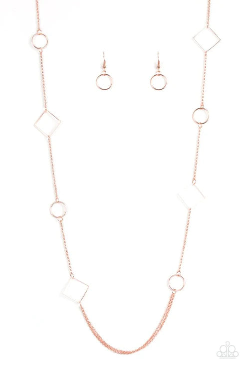 Full Frame - Copper Round/Square Minimalist Necklace N#6192