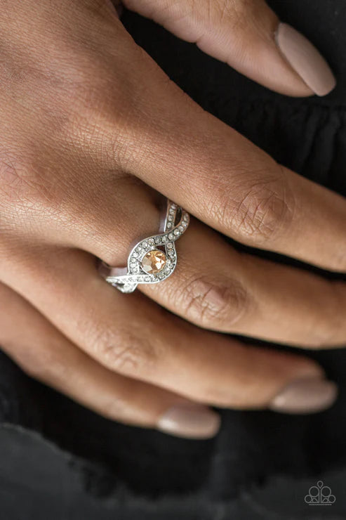 GLAM Of Thrones - Brown Golden Topaz Encrusted Loop Ring R#6049