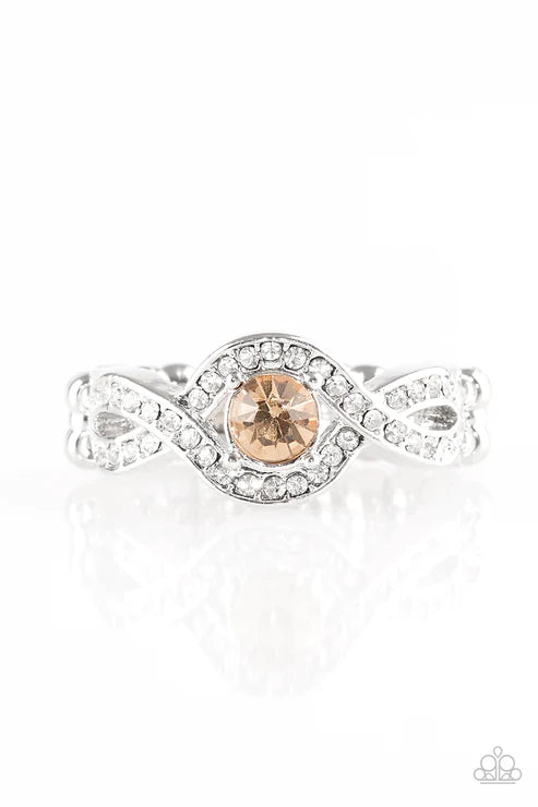 GLAM Of Thrones - Brown Golden Topaz Encrusted Loop Ring R#6049