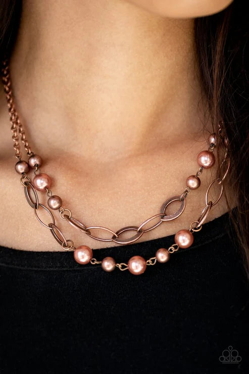 GLIMMER Takes All - Copper Pearl Necklace N#6604