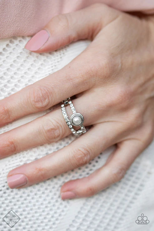 GLOW Me Away - White Pearl Encrusted Ring R#6708