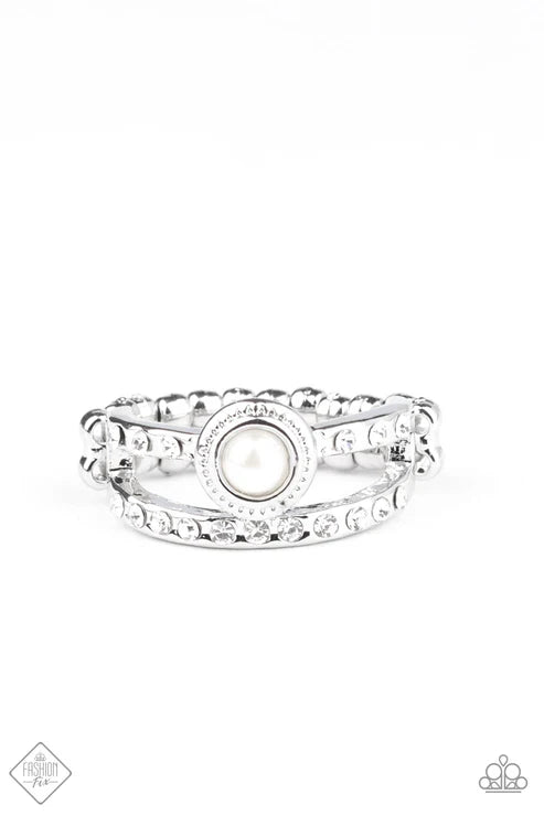 GLOW Me Away - White Pearl Encrusted Ring R#6708