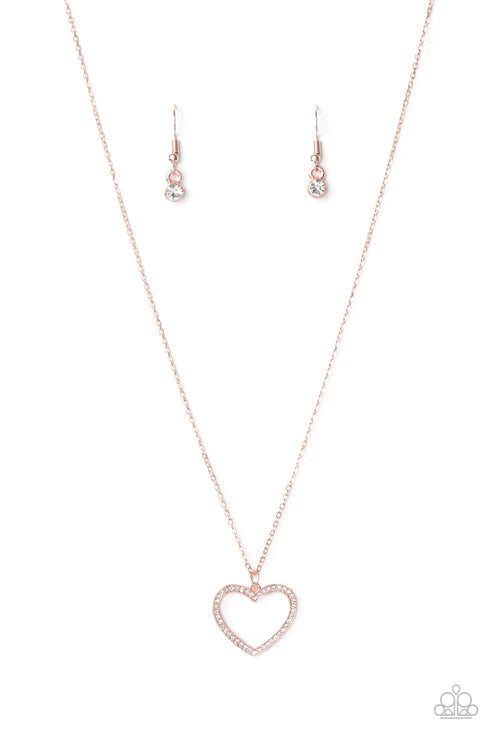 GLOW by Heart - Rose Gold Airy 3D Heart Encrusted Necklace N#3243