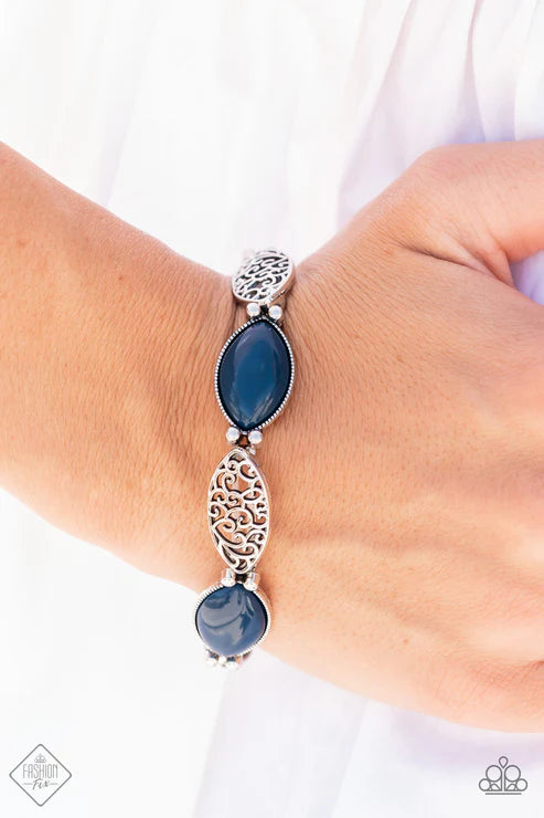 2-Piece Dewy Navy Blue Spring Lake Opals Swirl Filigree Asymmetrical Set SET#6633