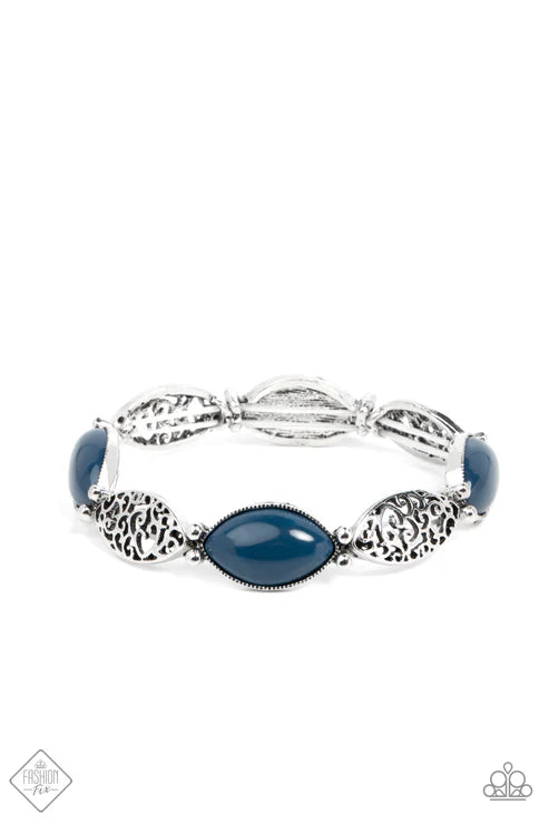 2-Piece Dewy Navy Blue Spring Lake Opals Swirl Filigree Asymmetrical Set SET#6633