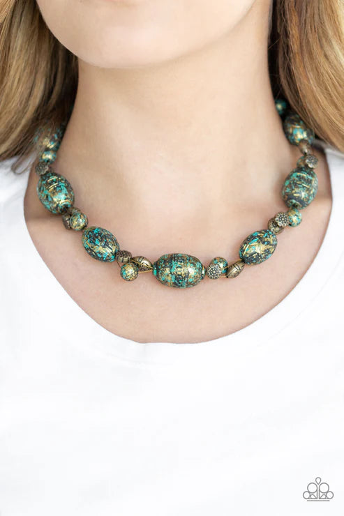 Gatherer Glamour - Brass Patina Floral Necklace N#6521