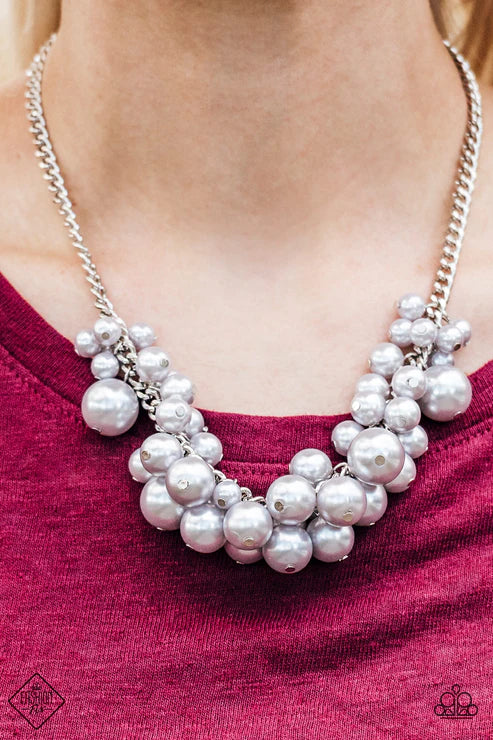 Glam Queen - Bubbly Silver Pearl Fringe Necklace N#5580