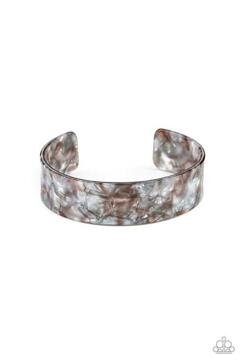 Glaze Daze - Multi 2 Metallic Speckled Glazed Iridescent Shimmer Waved Cuff Bracelet B#3620