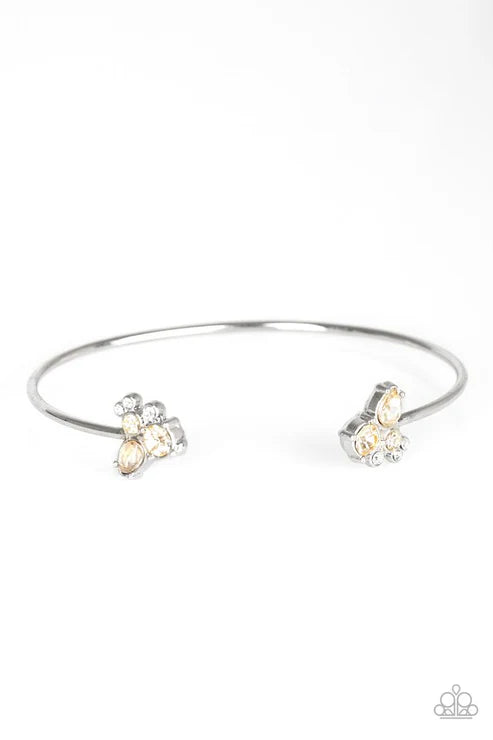 Going For Glitter - Brown (Golden Topaz) Encrusted Cuff Bracelet B#6122