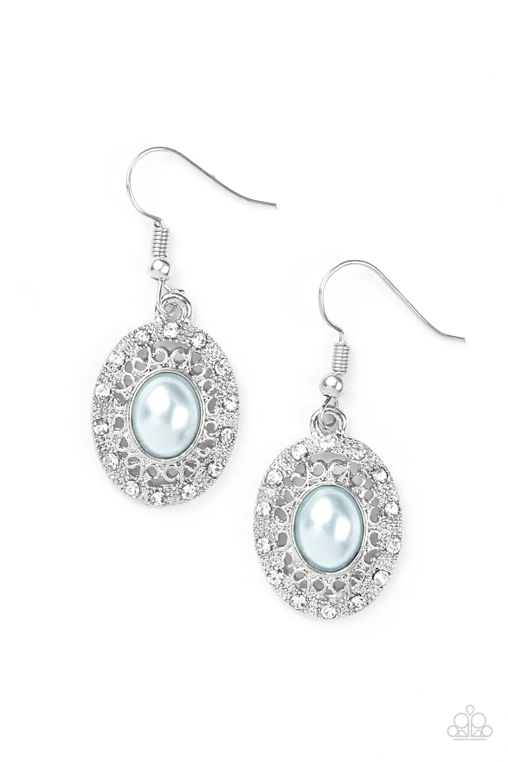 Good LUXE To You! - Blue Pearl Encrusted Ornate Regal Earrings E#7166