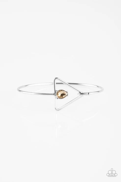 Gorgeously Giza - Brown Triangular Dotted Topaz Gem Hinged Bracelet B#6667