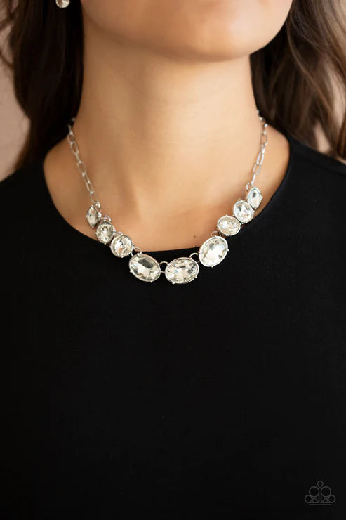 Gorgeously Glacial - Oversized White Round/Oval/Square Necklace N#3139