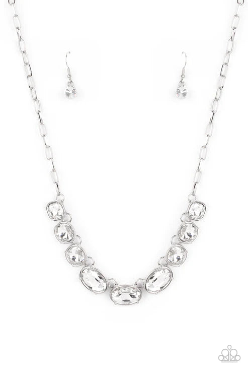 Gorgeously Glacial - Oversized White Round/Oval/Square Necklace N#3139