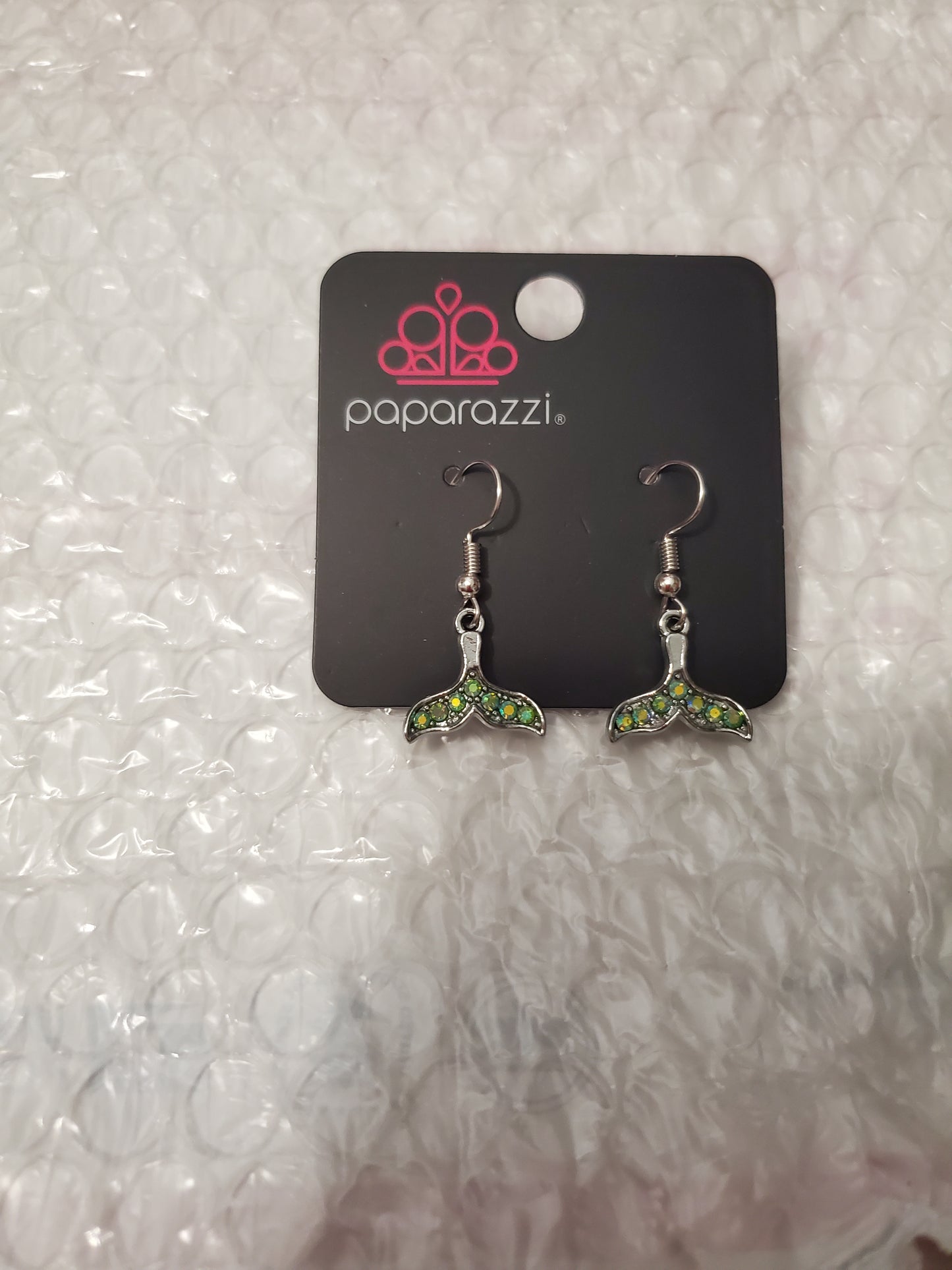 Starlet Shimmer - Green Iridescent Mermaid Tail Encrusted Earrings SS#3311 Lil Divas/Women