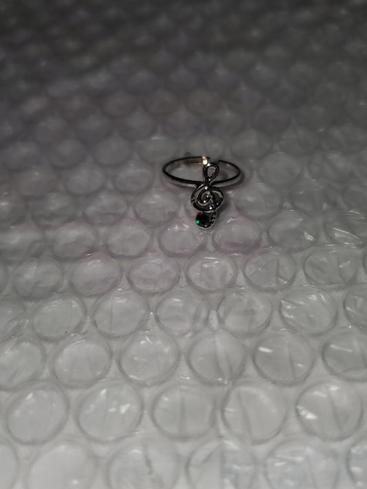 Starlet Shimmer-Green 3D MUSIC Treble Clef Encrusted Rings SS#119 Lil Divas