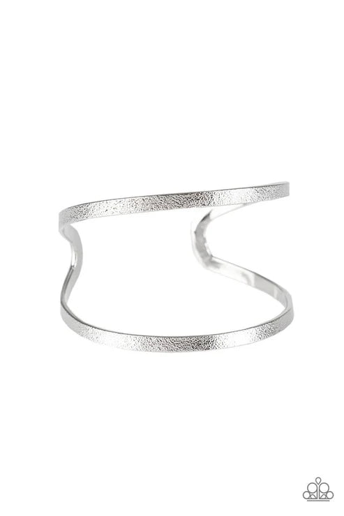Grenada Goddess - Oversized Silver Arc Hammered Shimmer Cuff Bracelet B#6467