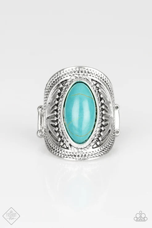 Ground RULER - Oversized Blue Oval Studded Textured Rippled Marquise Stone Ring R#6368