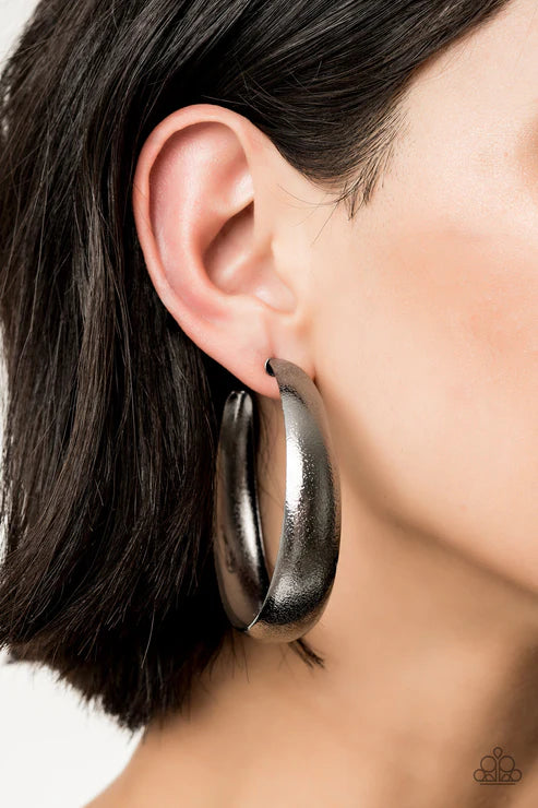 HOOPS! I Did It Again-Black Hoop Earrings E#3826