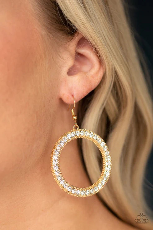 Haute Halo - Gold Encrusted Halo Hoop Earrings E#5466