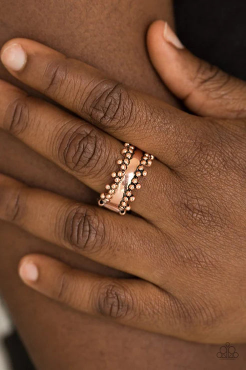 Heavy Metal Muse - Antique Copper Dotted Trio Ring R#6297
