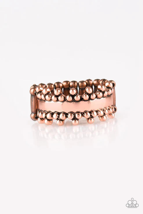 Heavy Metal Muse - Antique Copper Dotted Trio Ring R#6297