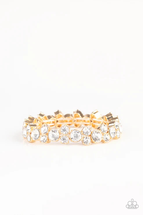 Here Comes The BRIBE - Gold Sleek Trio Encrusted Bracelet B#6673