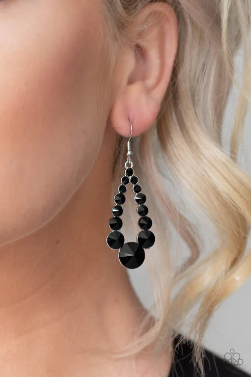 Here GLOWS Nothing! - Oversized Black Teardrop Earrings E#2993