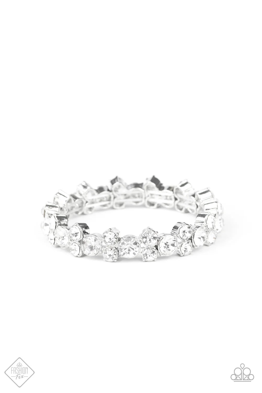 Here Comes The BRIBE - White Sleek Trio Encrusted Bracelet B#7117
