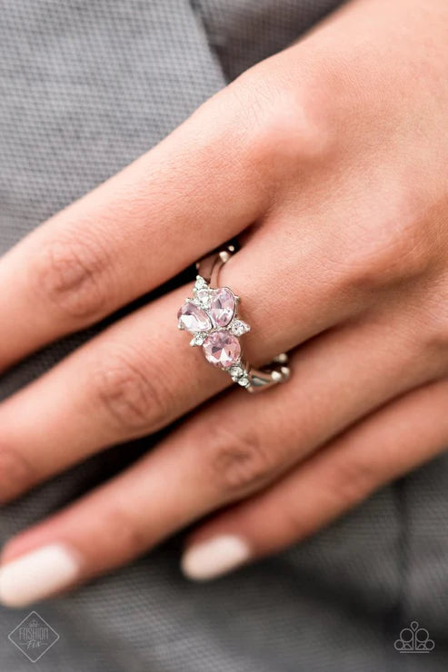 Here You GLOW - Pink Bouquet Encrusted Ring R#6714