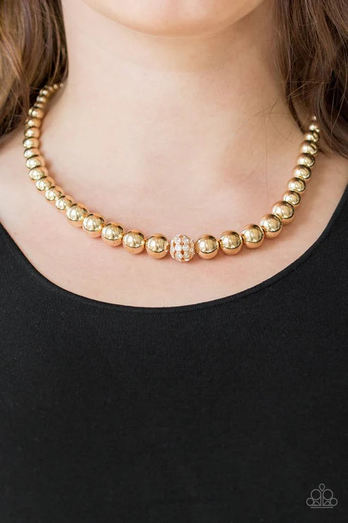 High-Stakes FAME - Gold Encrusted Ball Necklace N#7230