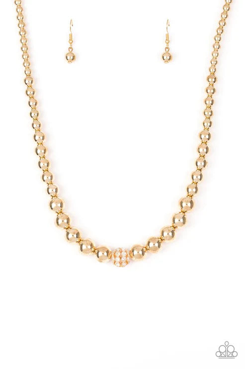 High-Stakes FAME - Gold Encrusted Ball Necklace N#7230