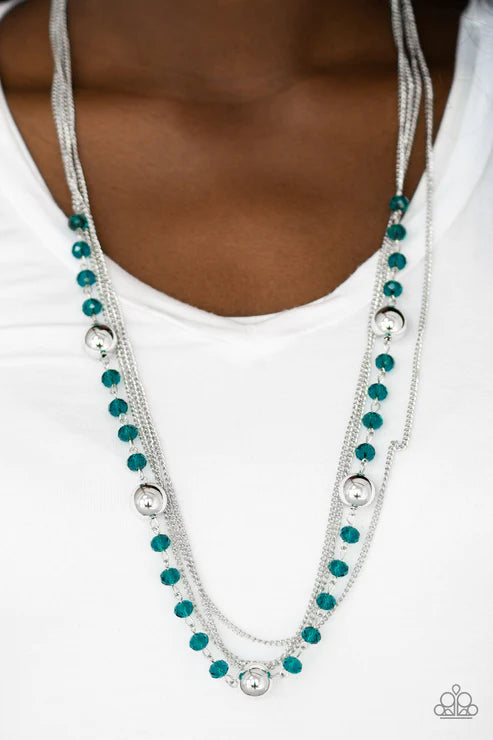 High Standards - Blue Infused Crystal Accent Draped Layered Necklace N#6819