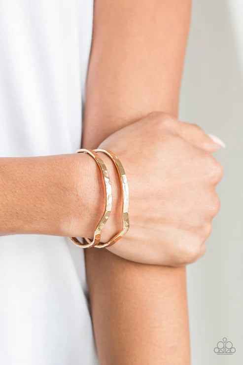 Highland Heiress - Gold Airy Hammered Arc Cuff Bracelet B#4726