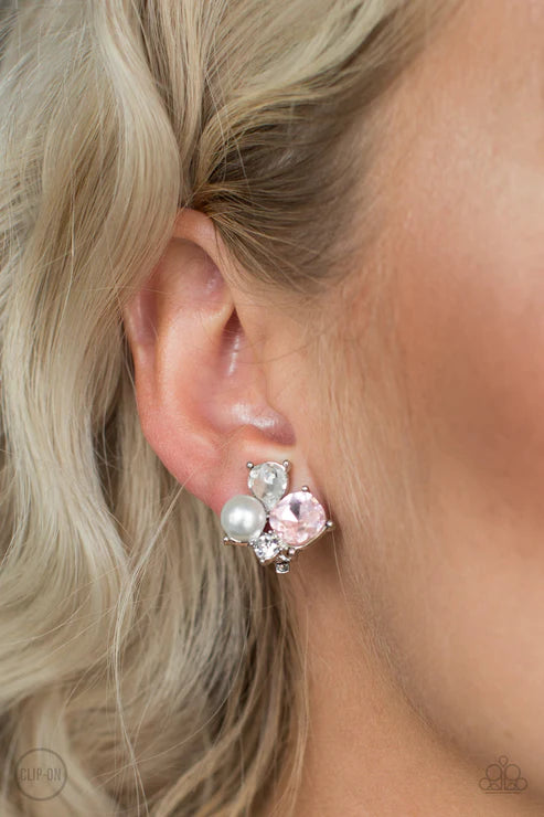 Highly High-Class - Pink Pearl Clip-On Earrings E#6022