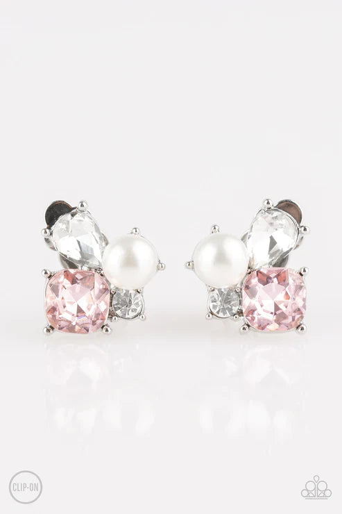 Highly High-Class - Pink Pearl Clip-On Earrings E#6022