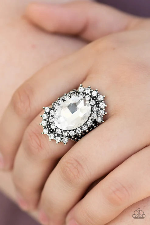 Him and HEIR - Oversized White Encrusted Studded Ring R#5950