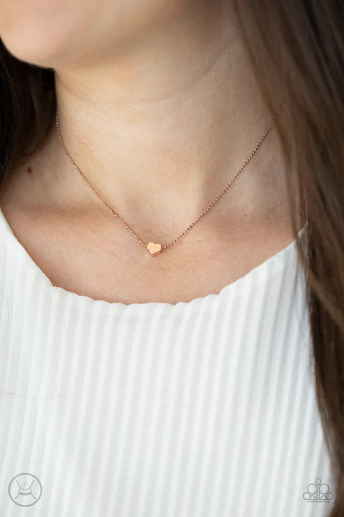 Humble Heart - Rose Gold 3D Heart Pendant Glides Along Choker Necklace N#2945