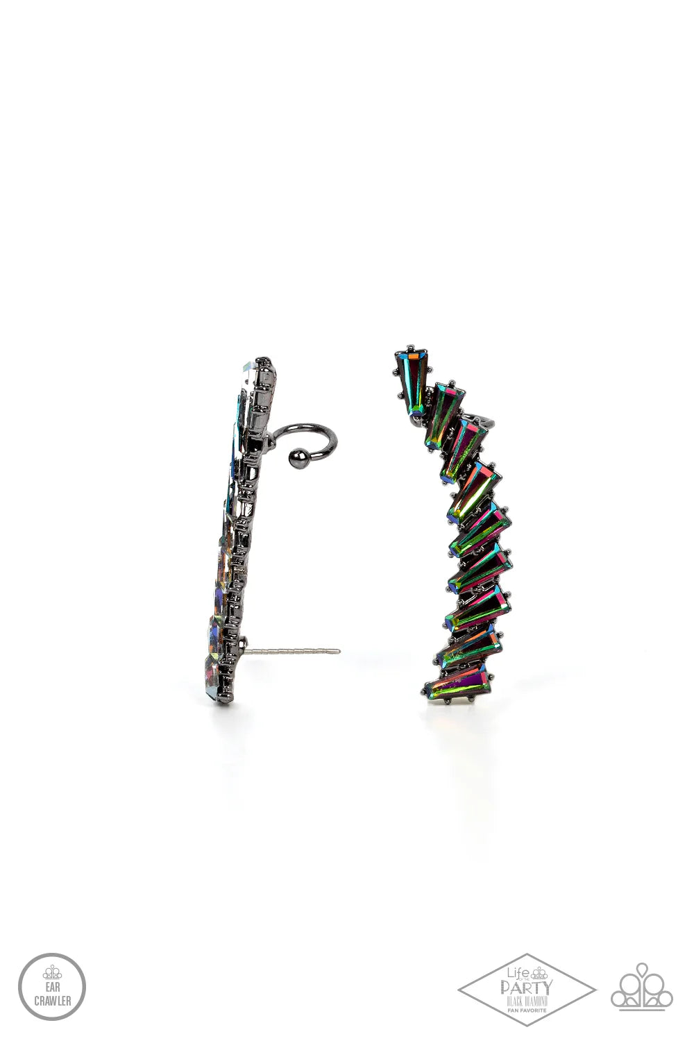 I Think ICE Can - Oversized Multi Icy Stack Oil Spill Gems Climb The Ear Coalescing Shockingly Cuff Earrings E#7045