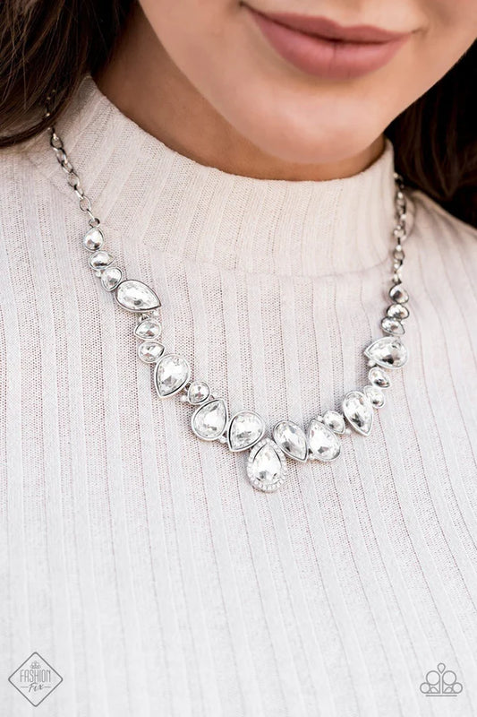2-Piece White Scattered Encrusted Link Teardrop Set SET#7008