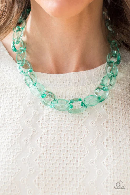 Ice Queen - Green Glassy Link Necklace N#6443