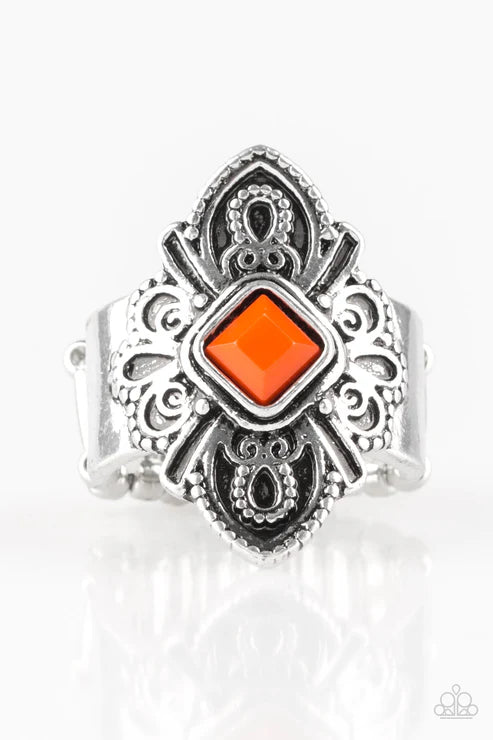 Impressive TREK Record - Burnt Orange Scalloped Tribal Ring R#6413