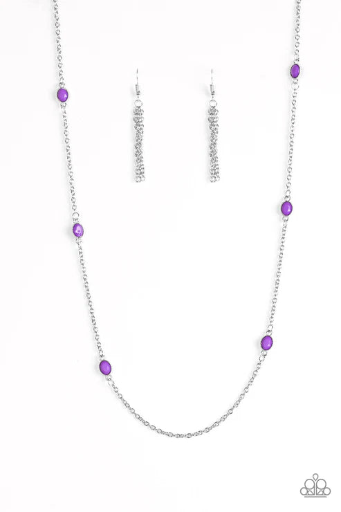 In Season - Purple Faceted Studded Trickle Necklace N#7285