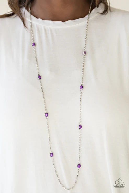 In Season - Purple Faceted Studded Trickle Necklace N#7285